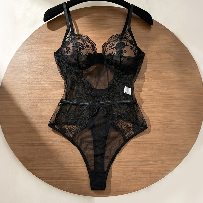 Lace Teddy Lingerie - Body in pizzo floreale da donna,